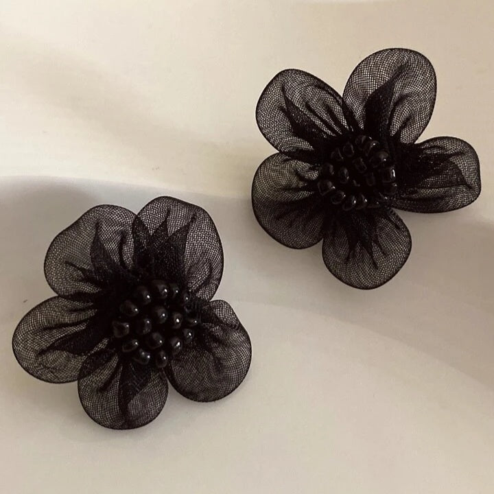 Black Flower Stud Earring