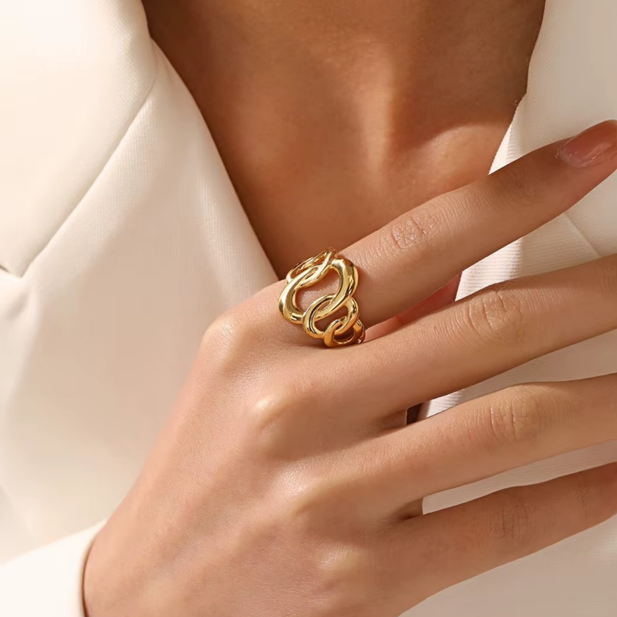 18K Gold-Plated Beach Charm Ring