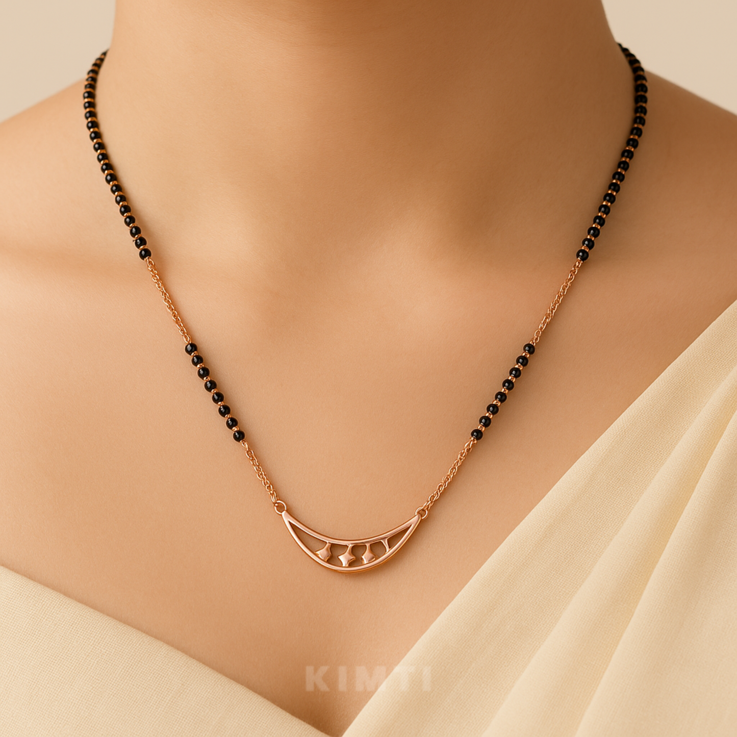Stylish Half-Moon Geometric Mangalsutra