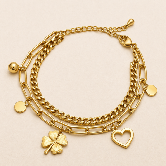 Trendy Double Layer Charm Bracelet