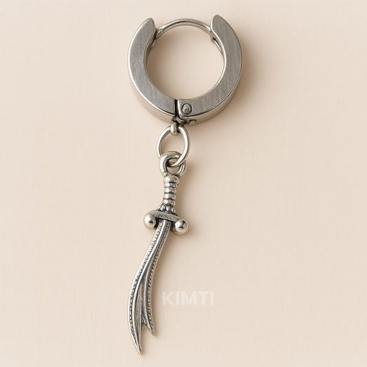 Men-Silver Dangle One Side Earring