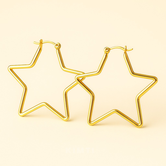 18K Gold Plated Celestial Star Hoops