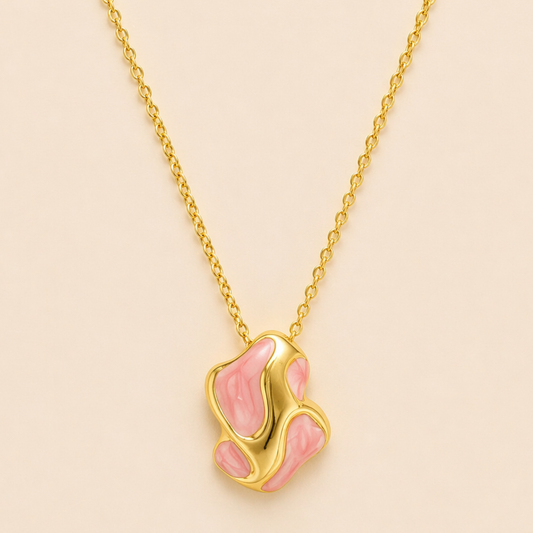 18K Gold Plated Serena Pink Pendant Necklace