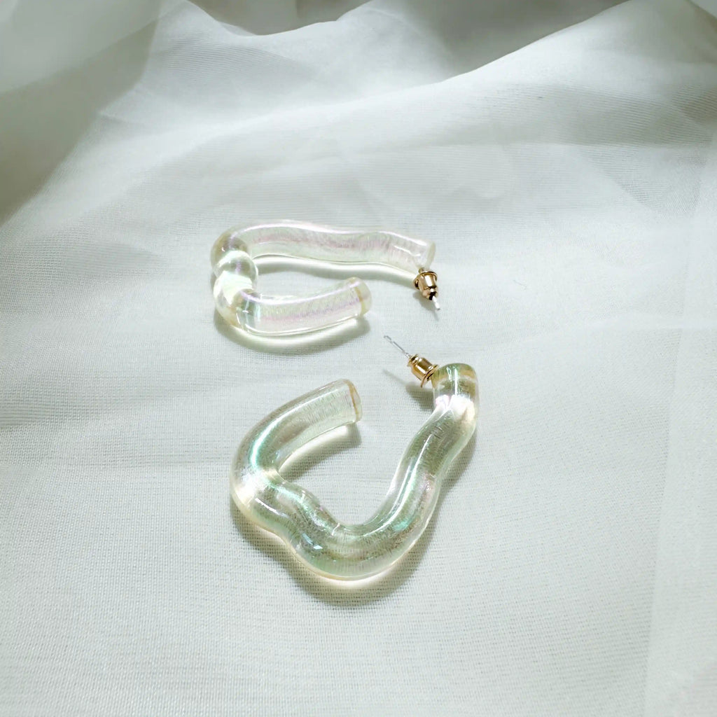 Seducer's Playbook Clear White Hoops Earring