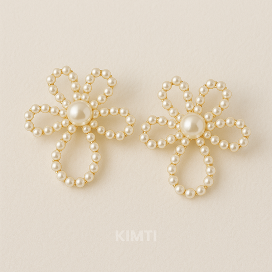 Pearl Blossom Flower Drop Earring