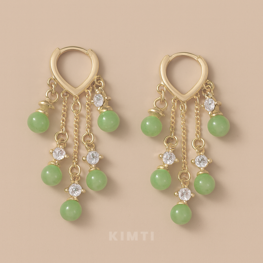 Green Pearl Droplet Danglers