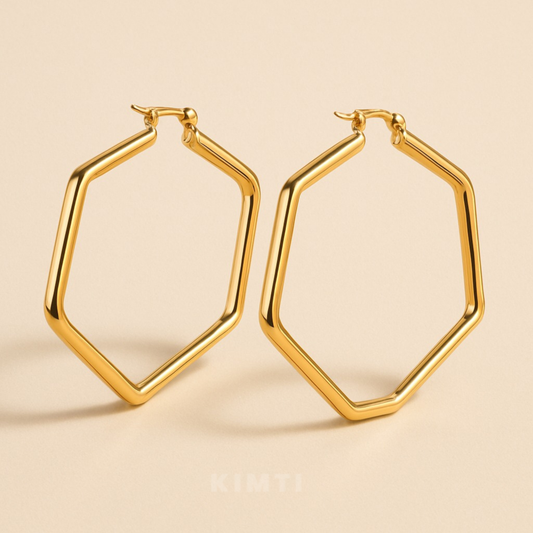 18K Gold Plated Modern Hive Hoops