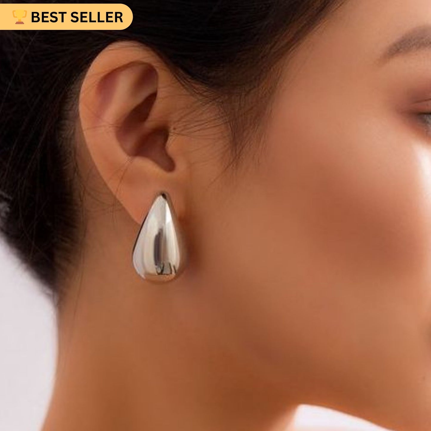 Silver Teardrop Stud Earring