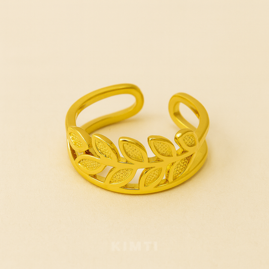 18K Gold Plated Minimal Leaf Gold Ring