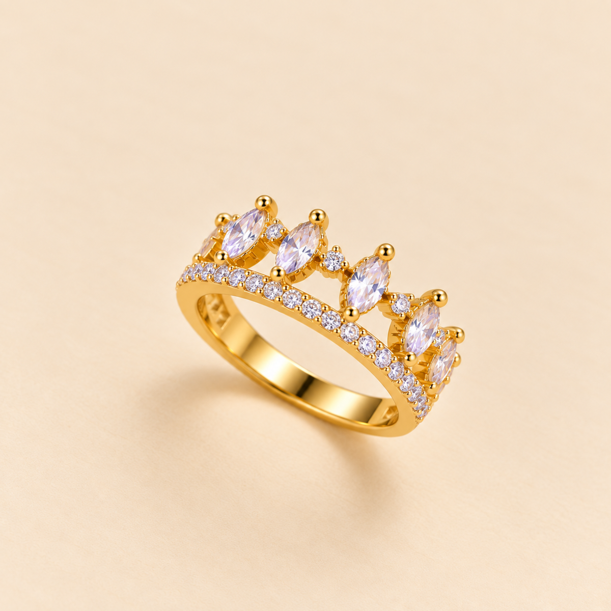 Elegant Zircon Royal Crown Ring