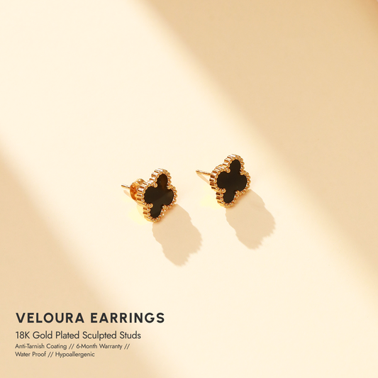 Fortelle 18K Gold Plated Enamel Studs