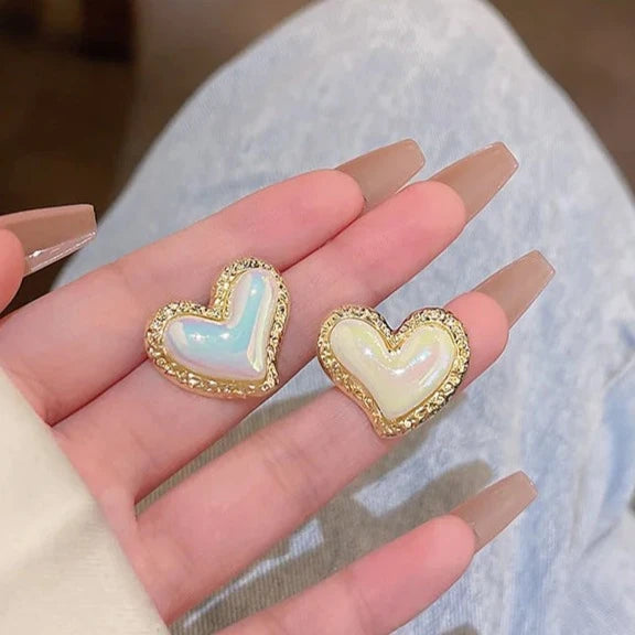 White Heart Stud Earring