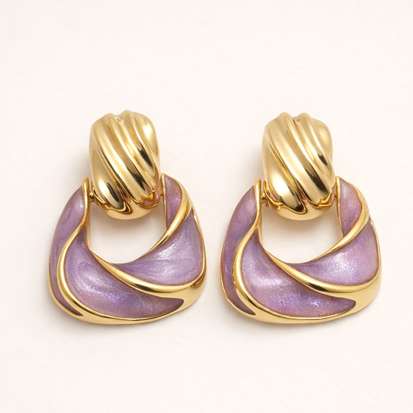 18K Gold Plated Enamel Swirl Drop Earrings