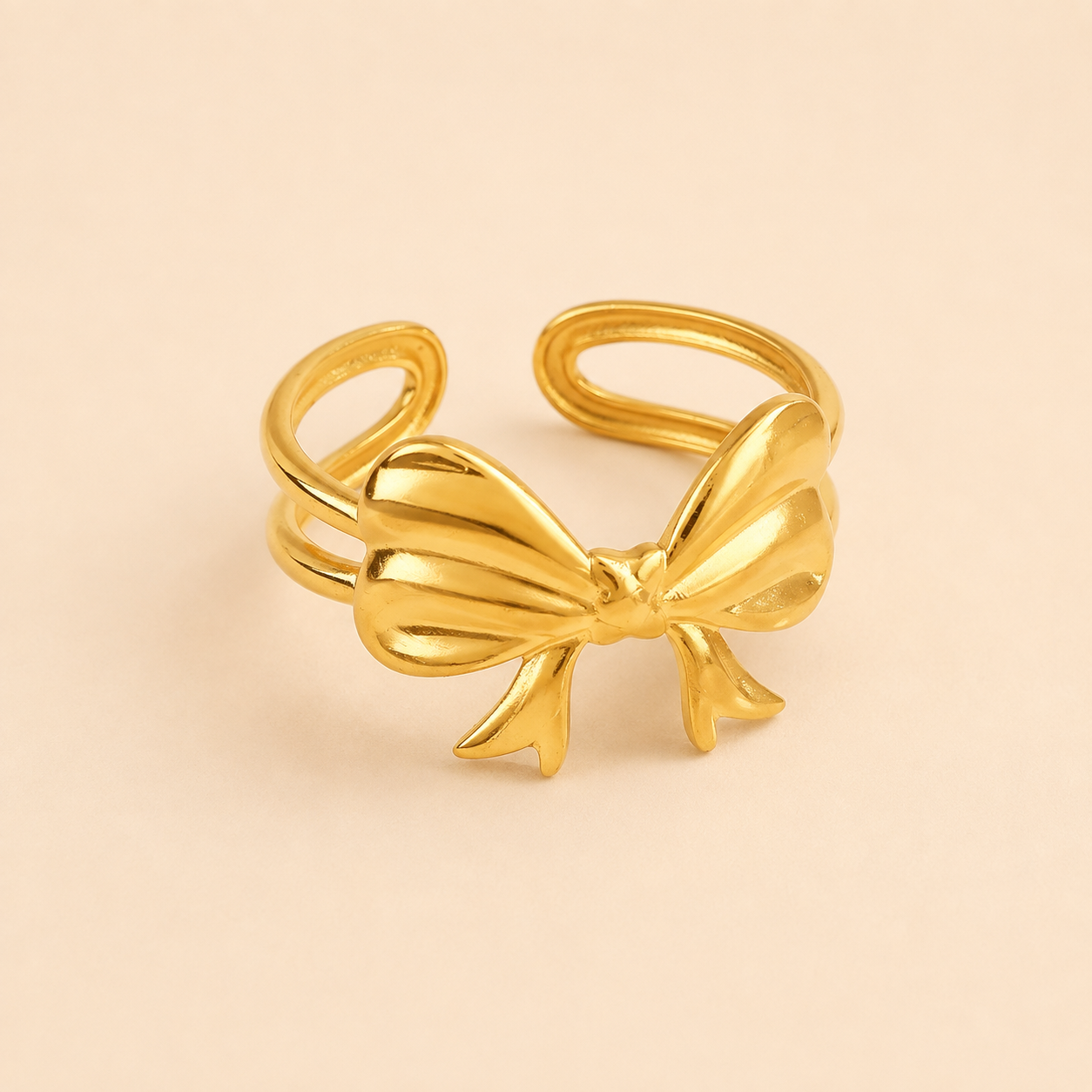 18K Gold Plated Golden Bow Charm Ring