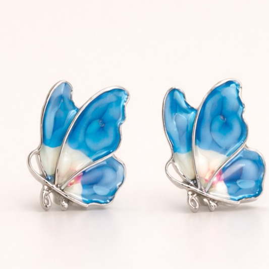 Colorful Enamel Butterfly Stud Earrings