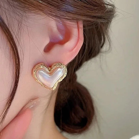 White Heart Stud Earring