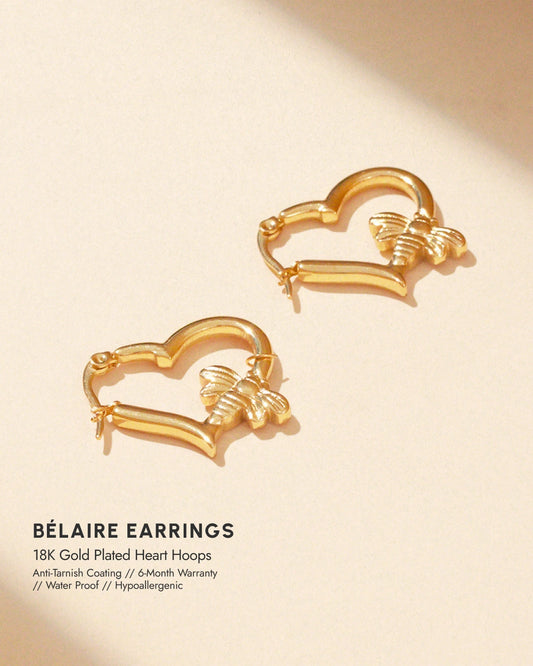 Bélaire 18K Gold Plated Heart Hoops