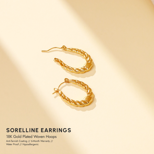 Sorelline 18K Gold Plated Woven Hoops