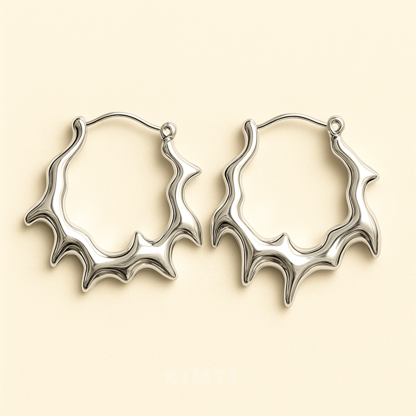 Anti-Tarnish Curvy Artistic Hoop Earrings