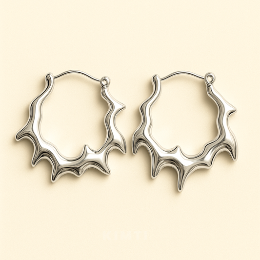 Anti-Tarnish Curvy Artistic Hoop Earrings