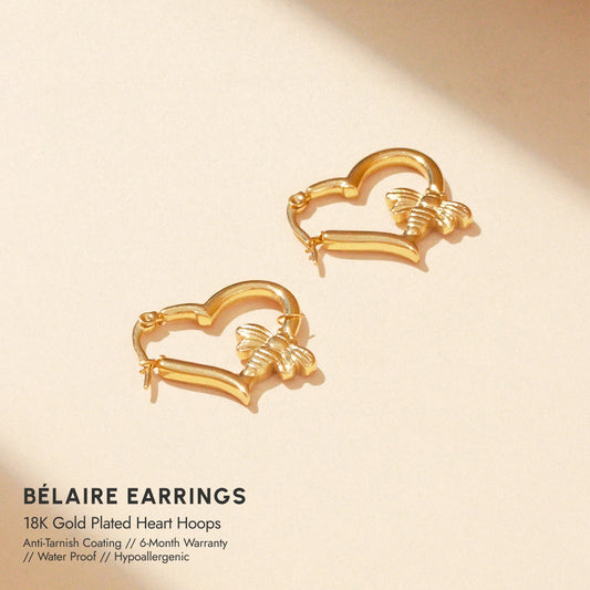 Bélaire 18K Gold Plated Heart Hoops