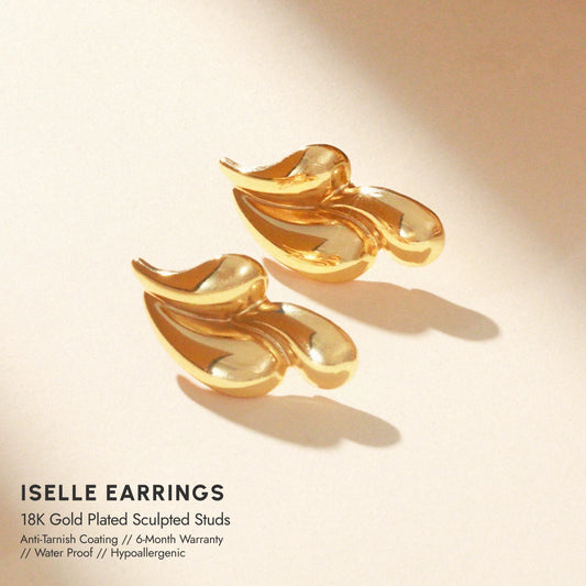 Iselle 18K Gold Plated Sculpted Studs