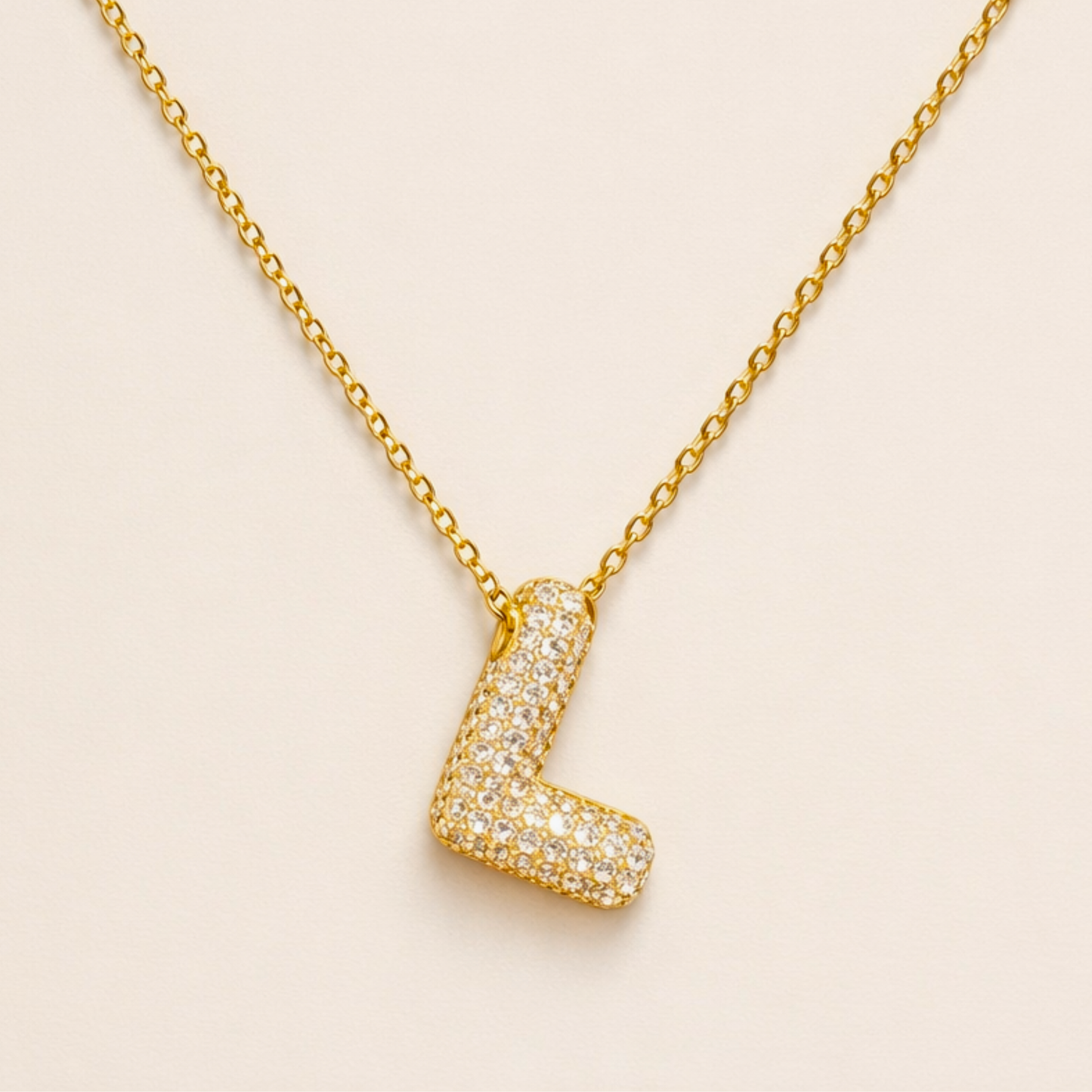18k Gold Plated L Bubble Letter Necklace