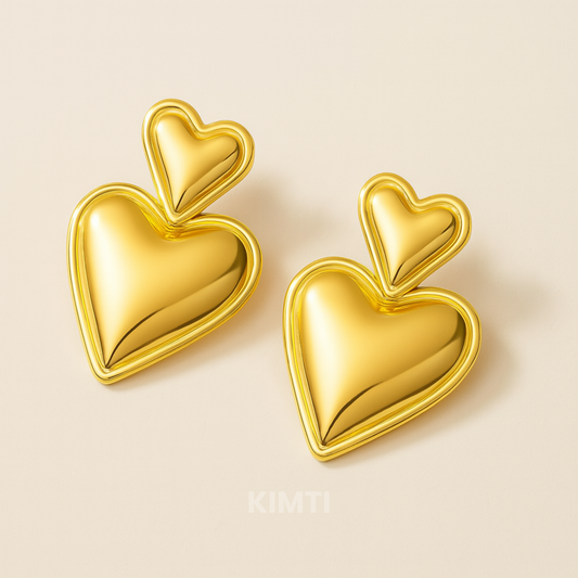 18k Gold Plated Love Drop Stud Anti Tarnish Earring