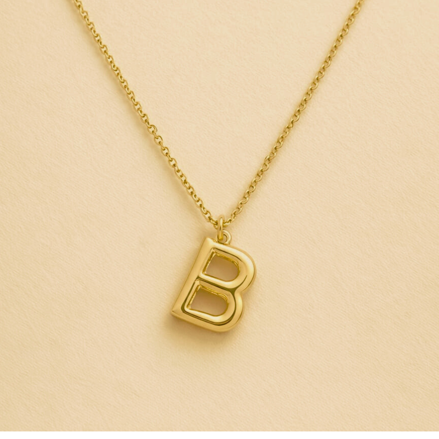 18k Gold Plated Initial Bold Alphabet B Necklace