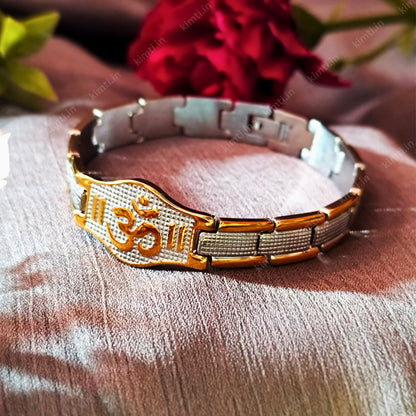 Stylish Gold And Silver Plated OM Bracelet