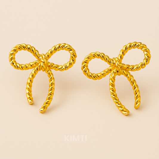 18k Gold Plated Twirl & Tie Earring