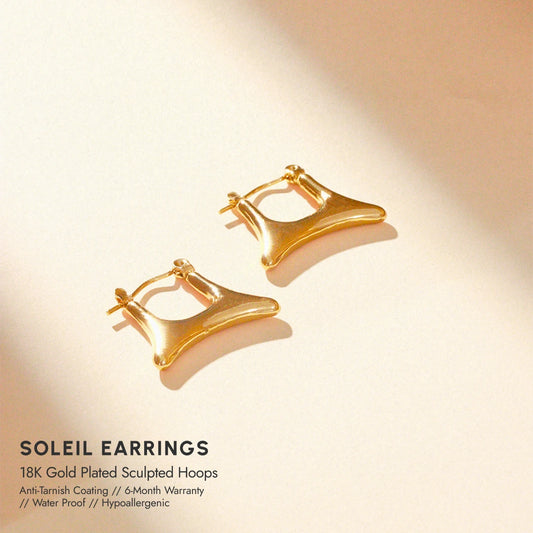 Soleil 18K Gold Plated Sculpted Hoops