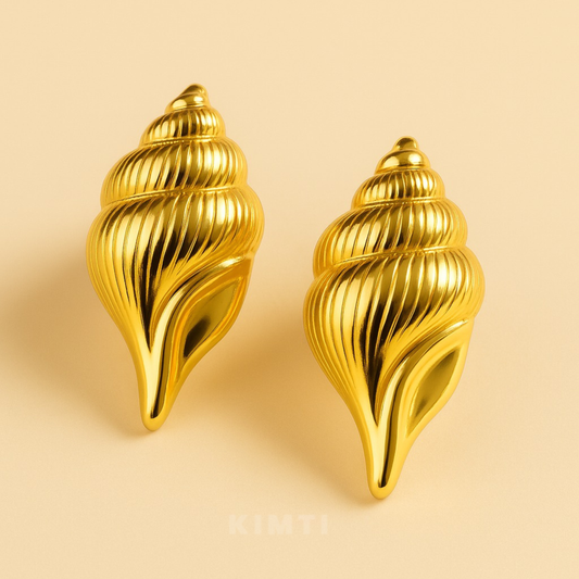 18K Gold Plated Shell Texture Earrings
