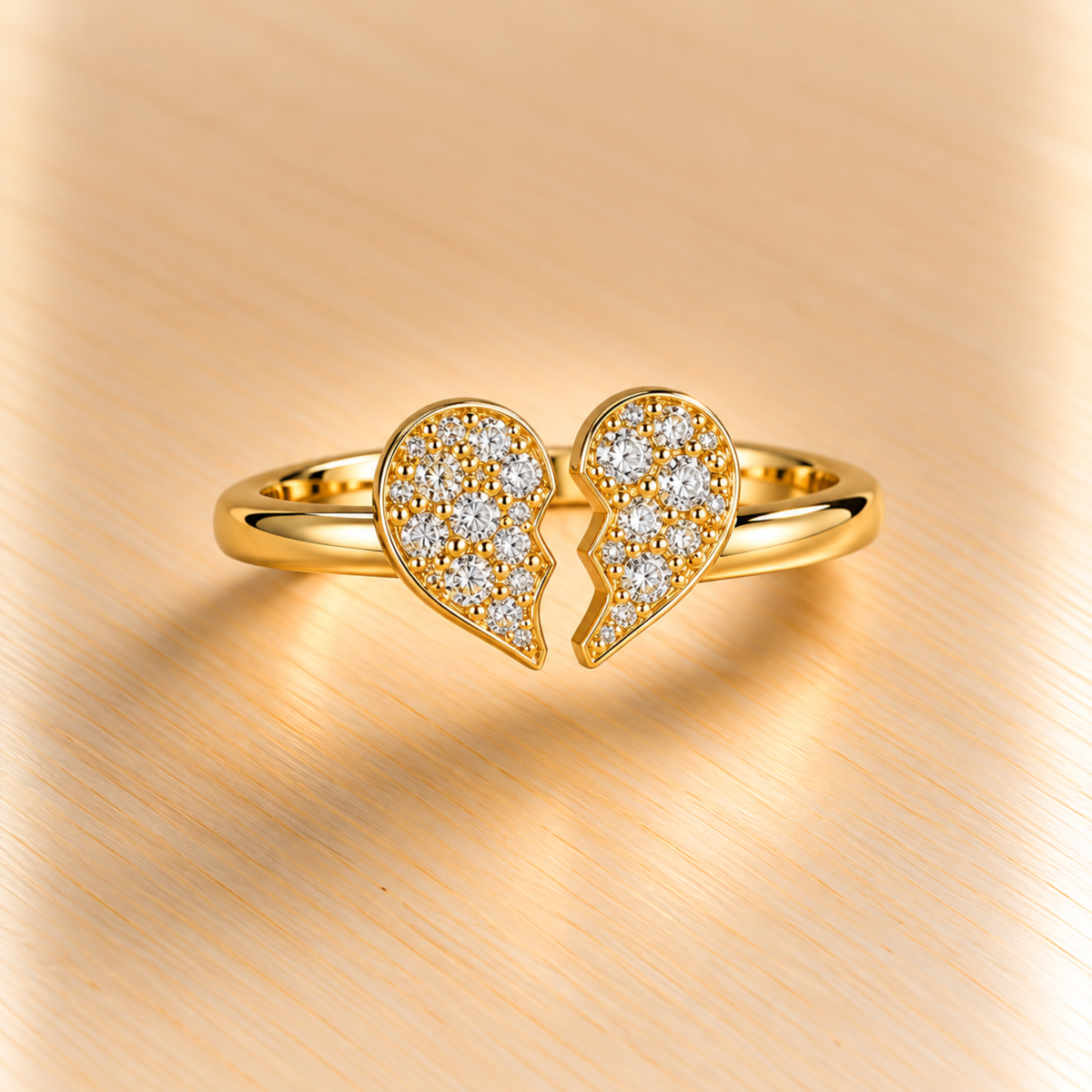 18k Gold Plated Open Heart Luxe Ring