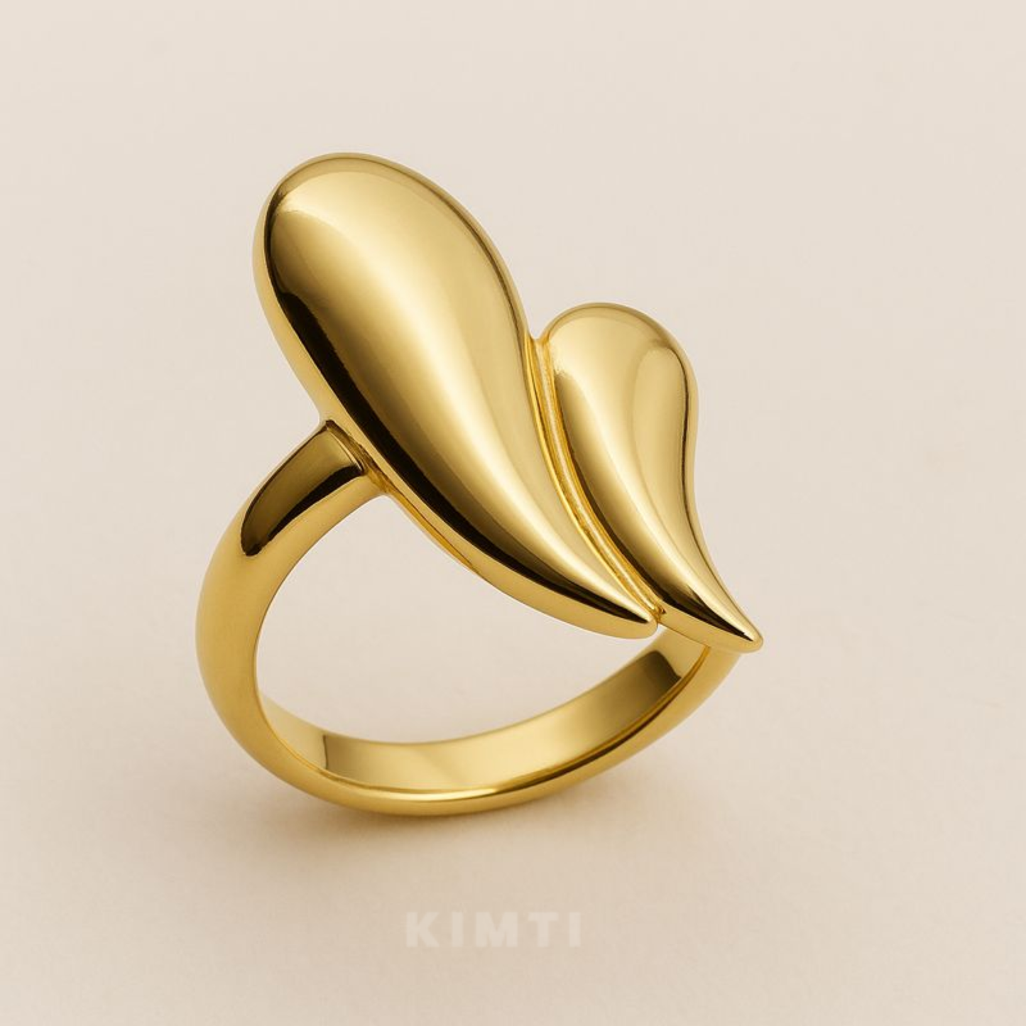 18K Gold Plated Abstract Dual Drop Statement Ring