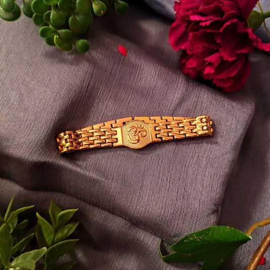 Stylish Gold Plated Om Shakti Bracelet