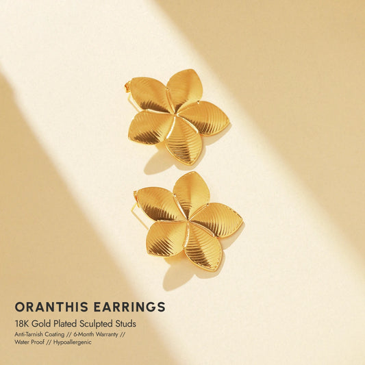 Oranthis 18K Gold Plated Sculpted Studs