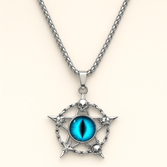 Pentagram Dragon Eye Pendant Stainless Steel Necklace