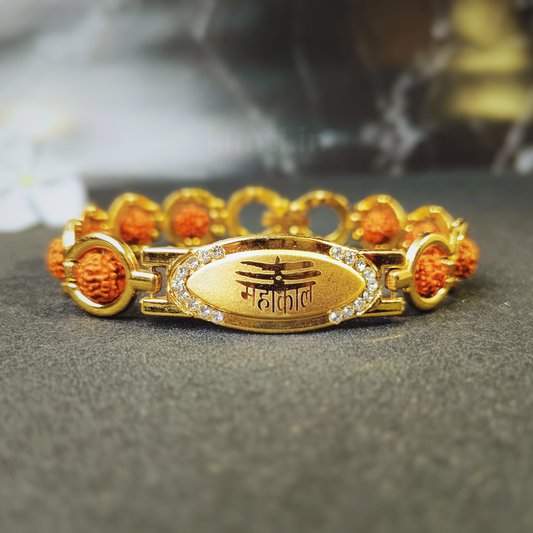 Gold Plated Mahakal Diamond Rudraksha Bracelet