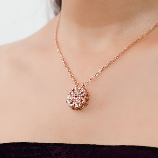 2 in 1 Magnetic Eternal Love Rose Gold Necklace