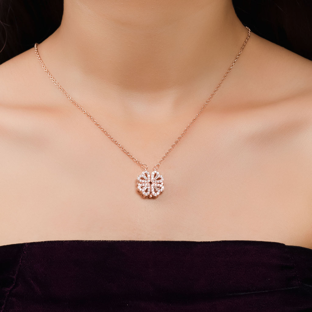 2 in 1 Magnetic Eternal Love Rose Gold Necklace