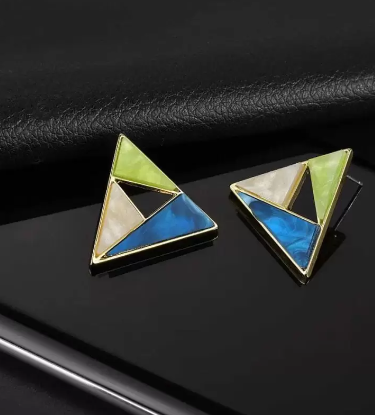 Multicolour Triangle Shape Stud Earring