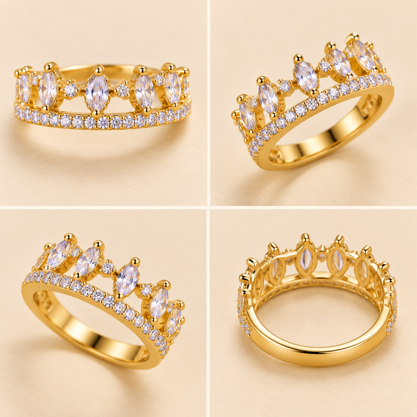Elegant Zircon Royal Crown Ring