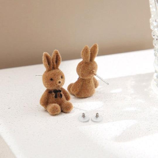 Playful Bunny Studs Brown Earring