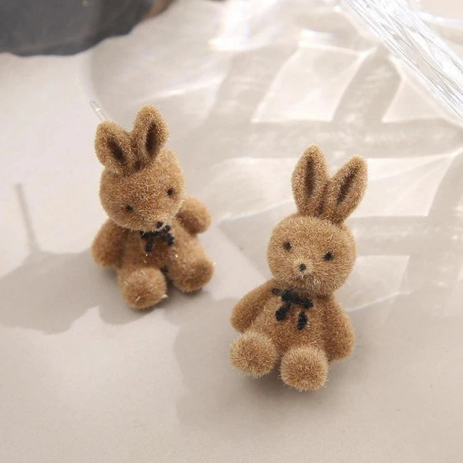 Playful Bunny Studs Brown Earring