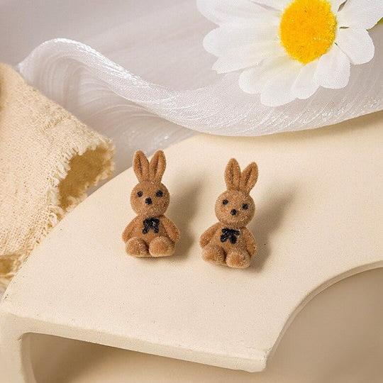 Playful Bunny Studs Brown Earring