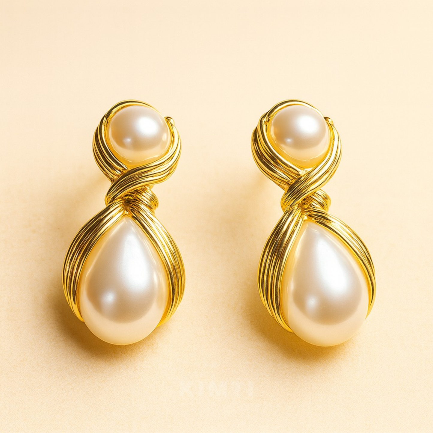 18K Gold Plated Infinity Pearl Danglers