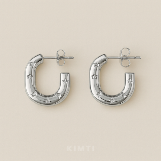 Anti-Tarnish Moonlight Star U-Hoop Earrings