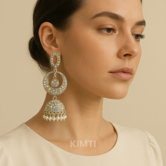 White Rainbow Long Jhumka Earring