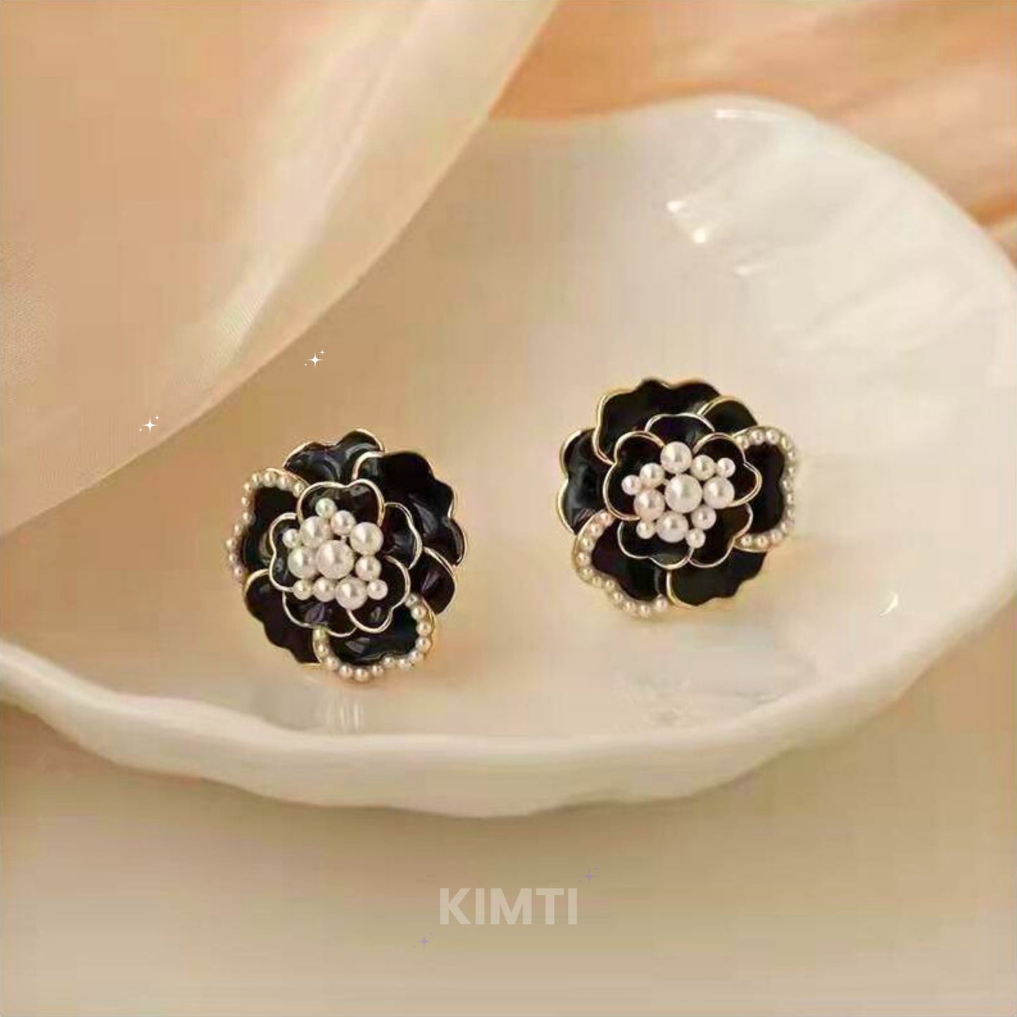 Black Flower Stud Earring